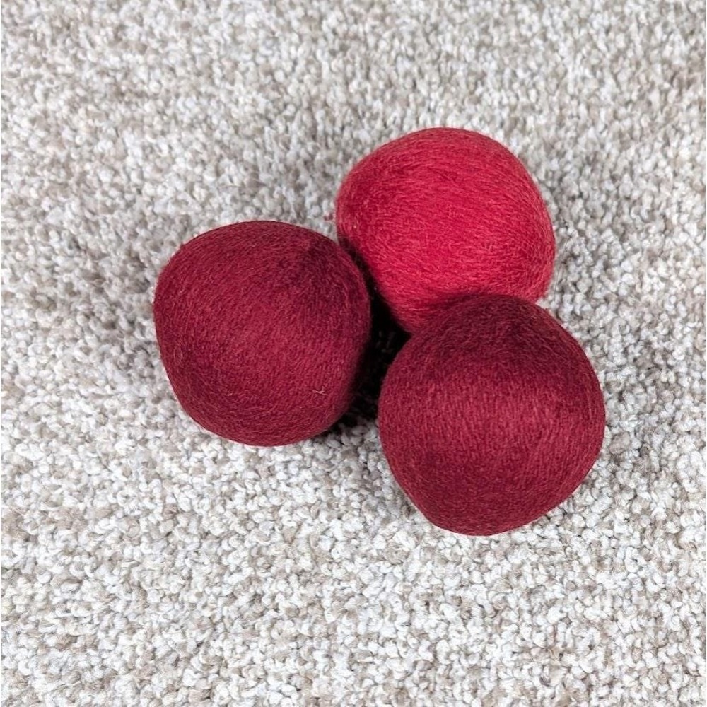 Wool Dryer Balls Red Laundry‎ Fabric Softener Natural Reusable 3 Pack